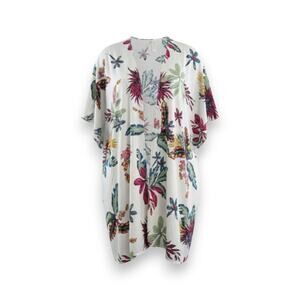 Japna Tropical Floral Kimono Cardigan Lightweight Open Front Boho One Size